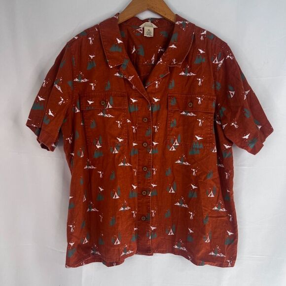 Duluth Trading Orange Hemp Organic Outdoor Motif Button Front Shirt Size XL - Picture 8 of 8